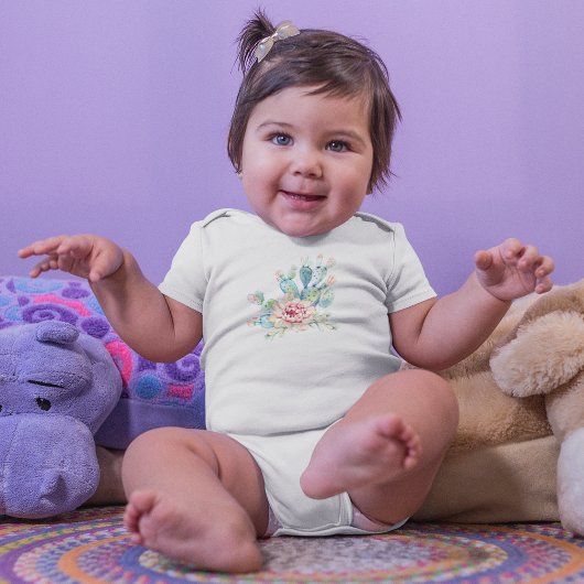 Waterverf met hand Exotische cactussen met bloemen Romper