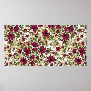 Waterverf met hand getekend naadloos patroon met b poster