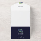 Waterverf met handbeschilderde blauwe bosbessen all in one uitnodiging (Buitenkant)