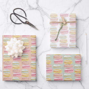 Waterverf met handbeschilderde Franse Macarons Inpakpapier Vel