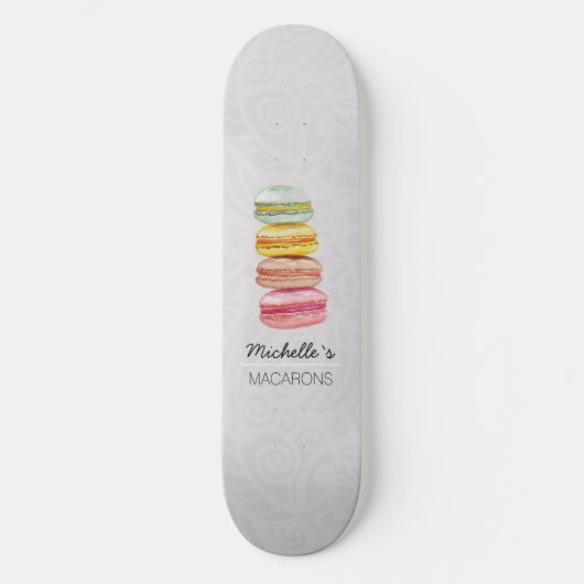 Waterverf met handbeschilderde Franse Macarons Skateboard (Voorkant)