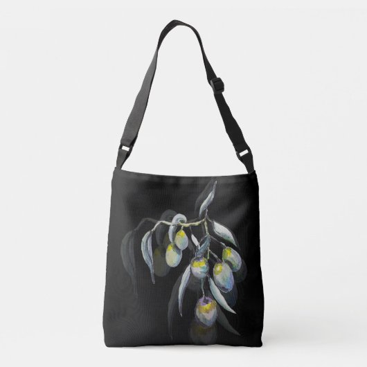Waterverf met handbeschilderde magische olijven crossbody tas (Achterkant)