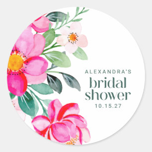 Waterverf met heldere roze kleur - Aangepast Vrijg Ronde Sticker