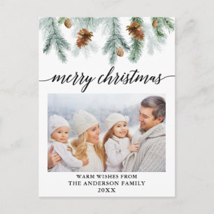 Waterverf met kalligrafie Pine Cones met kerstmis Briefkaart