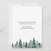 Waterverf met kalligrafie Pine Trees met kerstmis Feestdagenkaart (Achterkant)