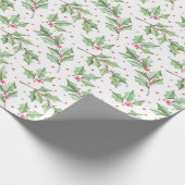 Waterverf met kerst in botanische holly Berries Cadeaupapier (Hoek)