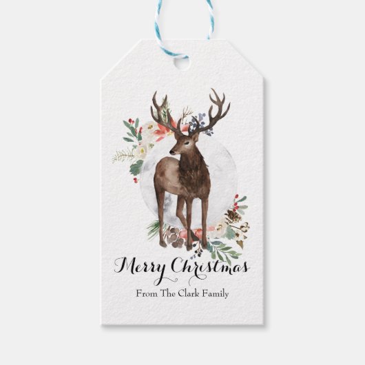 Waterverf met kerstcadeau Label Cadeaulabel (Voorkant)