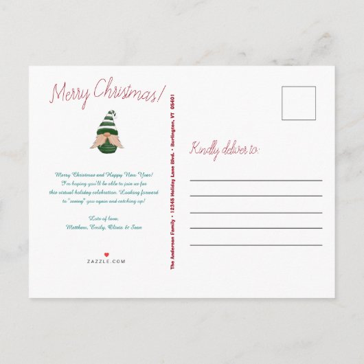 Waterverf met kerstcadeau op maat uitnodiging briefkaart (Achterkant)