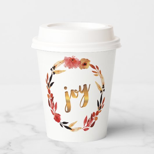 Waterverf met kerstkreet Wreath ID292 Papieren Bekers (Voorkant)