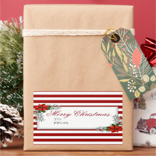 Waterverf met kerstlabel Poinsettia Rechthoekige Sticker