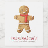 Waterverf met kerstlunch wijn etiket (Enkel label)