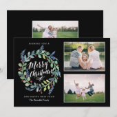 Waterverf met kerstmis 2-fotofeestdag feestdagenkaart (Voorkant / Achterkant)