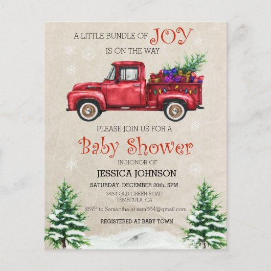 Waterverf met kerstmis Baby shower bundel Joy Flyer (Voorkant)