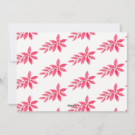 Waterverf met Kerstmis met handschilderen Poinsett Feestdagenkaart (Achterkant)