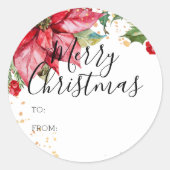 Waterverf met Kerstmis naar en van Ronde Sticker (Voorkant)