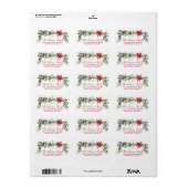 Waterverf met kerstmis Pines Red Poinsettia Etiket (Full Sheet)