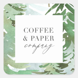 Waterverf met kerstmis vierkante sticker