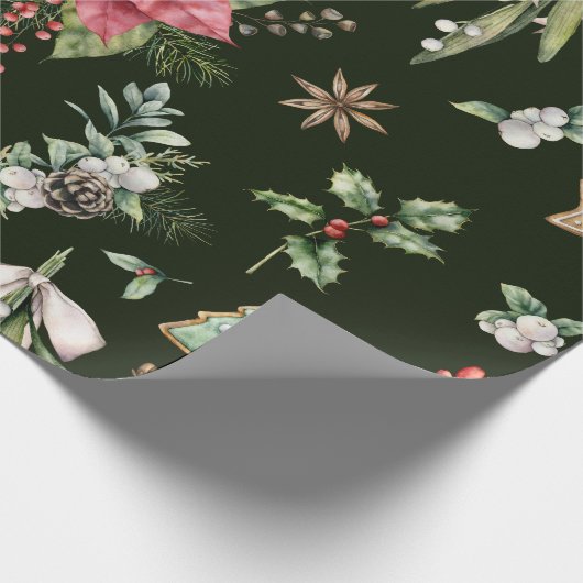 Waterverf met kerstpatronen in Poinsetta Cadeaupapier (Hoek)