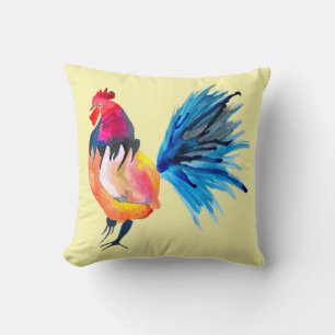 Waterverf met kleurrijke rooster kussen