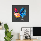 Waterverf met kleurrijke rooster Le Coq dierlijk p Poster (Thuiskantoor)