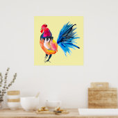 Waterverf met kleurrijke rooster poster (Keuken)