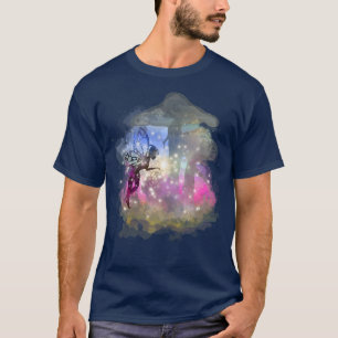 Waterverf met lichte luchtdruk esthetische woudpad t-shirt