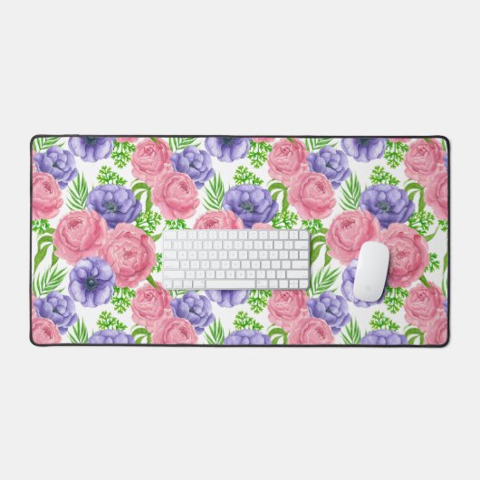 Waterverf met pony- en anemonenbloemen bureaumat (Keyboard & Muis)