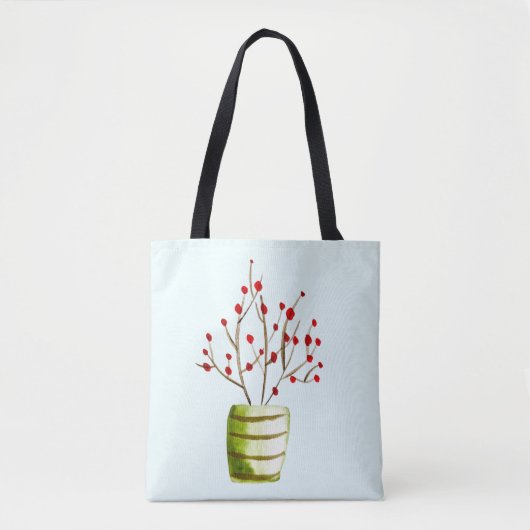 Waterverf met rode bessen Kerstmis Draagtas (Voorkant)