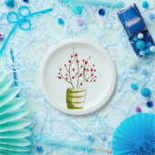 Waterverf met rode bessen Kerstmis Papieren Bordje (Feest)