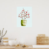 Waterverf met rode bessen Kerstmis Poster (Keuken)