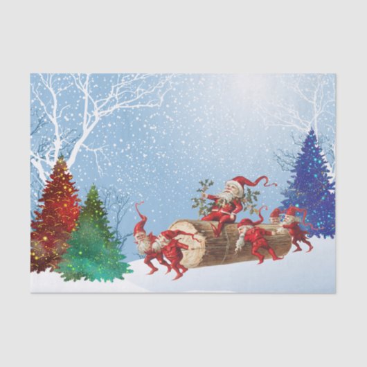  Waterverf met rode kerstbomen bespreekt kerstmis Tissuepapier (Voorkant)