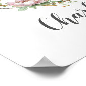 Waterverf met roze bloemen en veren poster (Hoek)