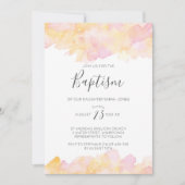 Waterverf met roze en perziken Baptisme-uitnodigin Kaart (Voorkant)
