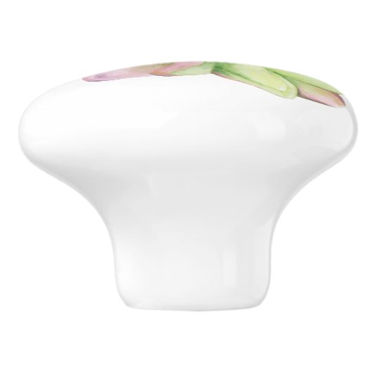 Waterverf met roze punt Succulent Keramische Knop (Zijkant)