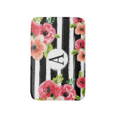 Waterverf met strepen en monogram badmat (Voorkant Verticaal)