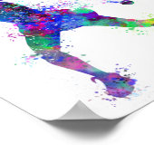 Waterverf met tennismeisje poster (Hoek)