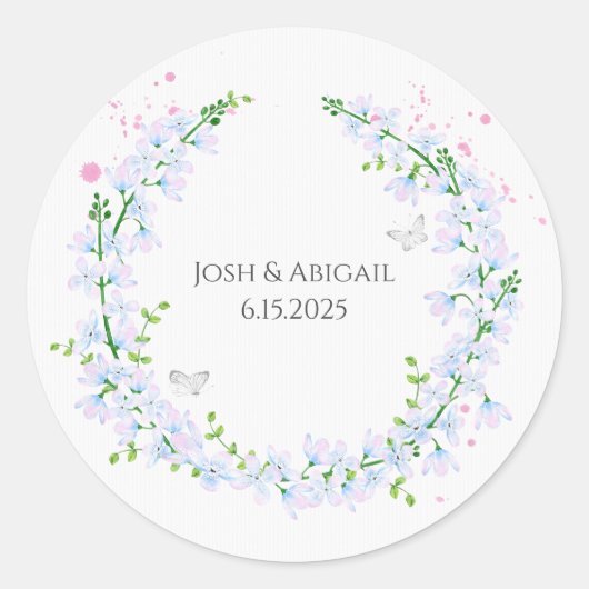 waterverf met vlinders ronde sticker (Voorkant)