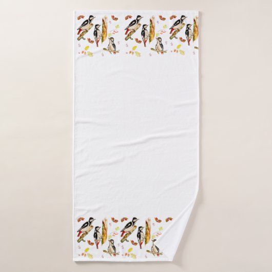Waterverf met vogelspecht badhanddoek (Badhanddoek)