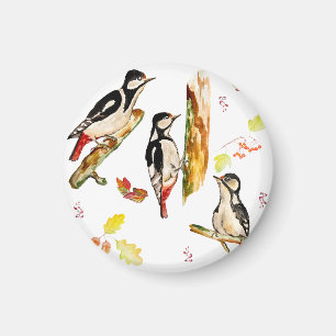 Waterverf met vogelspecht magneet