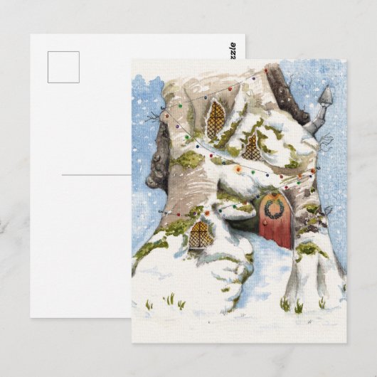 Waterverf met winterthema. briefkaart (Voorkant / Achterkant)