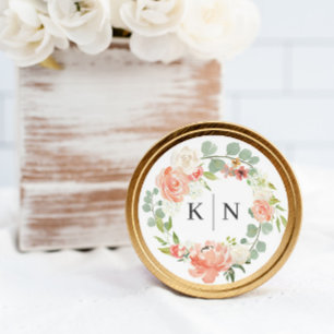 Waterverf met zachte peach ronde sticker