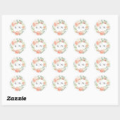 Waterverf met zachte peach ronde sticker (Vel)