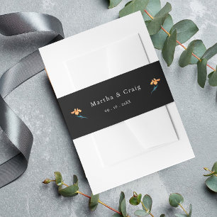 Waterverf Mexicaans Fiesta Bloem Bruiloft Zwart Uitnodigingen Wikkel