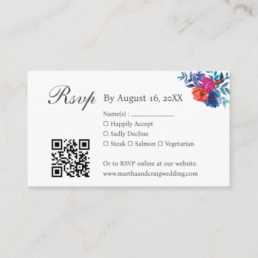 Waterverf Mexicaans Fiesta Bruiloft RSVP QR Code Informatiekaartje (Voorkant)