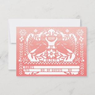 Waterverf Mexicaanse Fantail Duiven Papel Picado RSVP Kaartje
