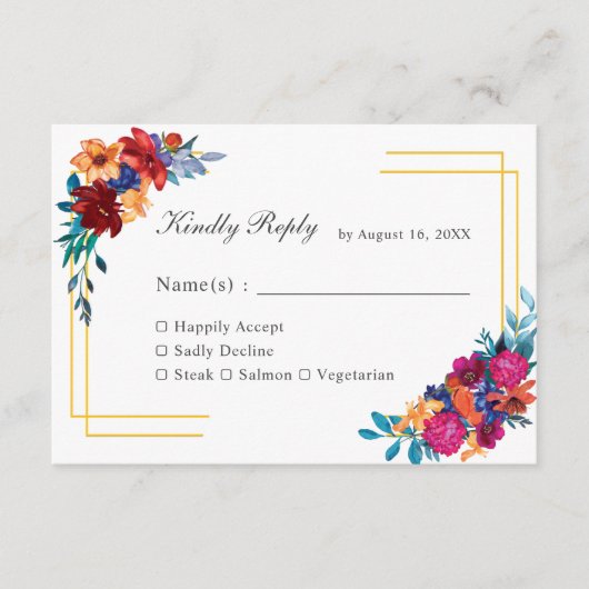 Waterverf Mexicaanse Fiesta bruiloft RSVP Kaart (Voorkant)