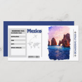 Waterverf Mexico Boarding Pass Kaart (Voorkant / Achterkant)