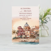 Waterverf Mexico Cancun Destination Wedding Kaart (Staand voorkant)