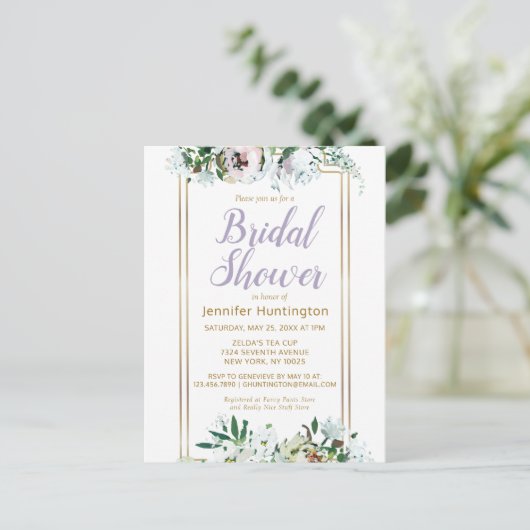 Waterverf Midzomer Floral Lavender Vrijgezellenfee Briefkaart (Staand voorkant)