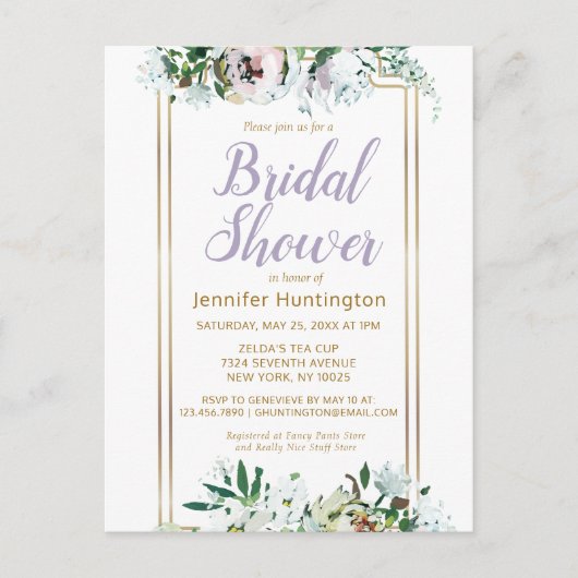 Waterverf Midzomer Floral Lavender Vrijgezellenfee Briefkaart (Voorkant)